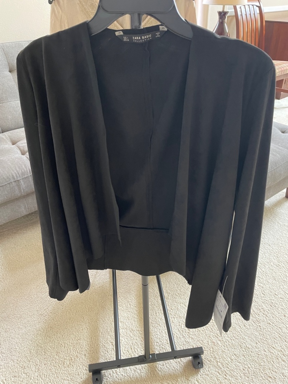 NWTZara Basic Black Faux Suede Open Front Blazer Jacket L